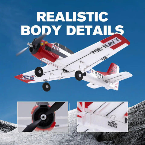 Beginner Friendly Easy To Fly T 28 RC Plane With Three Flight Modes And One Key Return in flight, showing realistic body details