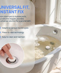 Silicone Bathtub Seal Plug for 30-31mm White 5pcs Round Openings in use, sealing a bathtub drain with press-to-seal technology.