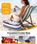 Woman on beach with Beach Bag With Detachable Cooler, 54L Large Capacity Waterproof And Sandproof Duffle Tote For Women, Blue
