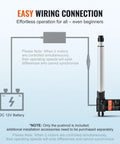 Knockout 12V DC Linear Actuator 10 Inch Stroke 1320 Lbs Force showing easy wiring connection with DC battery setup.