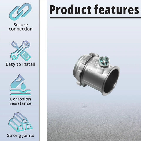 Eight Pack One Half Inch EMT Set Screw Connector Zinc Die Cast Conduit Fitting For Metal Enclosures And Junction Boxes Heavy Duty Electrical Accessory For Secure Fast Conduit Runs And Reliable Wiring Connections, close-up