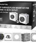 Nema 14 50 Ev Outlet With Surface And Flush Mount Box Kit, weather durable 50 amp electric vehicle charging receptacle components.