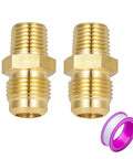 2 Pack Brass Tube Fitting Half Union Gas Adapter 3/8 Flare And 1/4 NPT Male Pipe Connector with Teflon tape