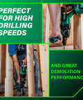 Image showing 36V Cordless SDS Plus Rotary Hammer D Handle Tool Body Only With Brushless Motor drilling through wood beams.