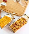 Top Shelf Durable Borosilicate Glass Jar Slick Amber Tint Secure Flip Lid Seal Keep Your Coffee Beans Spices And Dried Fruit Fresh In Style No Sweat Kitchen Pantry Organization Solution That Goes Hard with yellow snacks