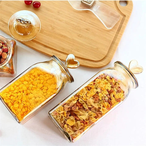 Top Shelf Durable Borosilicate Glass Jar Slick Amber Tint Secure Flip Lid Seal Keep Your Coffee Beans Spices And Dried Fruit Fresh In Style No Sweat Kitchen Pantry Organization Solution That Goes Hard with yellow snacks