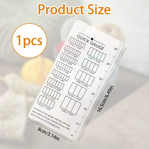 Quick Gauge Ruler For Knitting And Crochet No Sweat Stitch Measurement Tool With Clear Grid Layout for easy gauge checking and accurate measurements.