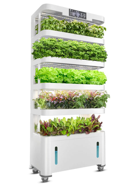 Five Tier Indoor Hydroponics Growing System Kit With Auto Misting Full Spectrum Grow Light Smart Climate Control Vertical Herb Garden For Home Or Pro Use