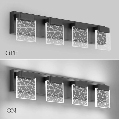 Matte Black Bathroom Light Fixtures Modern Vanity Lighting LED Vanity Light For Bathroom 4 Light Vanity Lighting 6000K