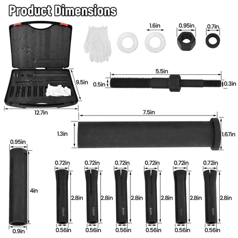 95300 Dowel Pin Puller Kit Heavy Duty Slide Hammer Removal Tool For Auto Repair Easy Pin Extraction With Collet And Sleeve Grip System Ideal For Pin Removal In Automotive Assembly And Maintenance Tasks. case with metric collets and sleeves, 4-12mm