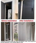 Before and after images of Heavy Duty Lockable Recessed Aluminum Access Door Panel 20X32 Inches installation for HVAC access.