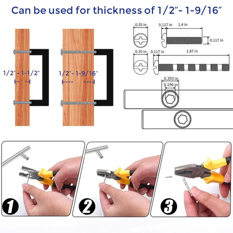 30 Pack 3 Inch Square Kitchen Cabinet Handles Matte Black Drawer Pulls Set installation guide with tool use diagram.