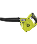 Cordless 18V Compact Workshop Blower Tool Only P755, green and black, side view showing nozzle, lightweight design, battery not included