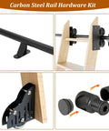 Sliding Ladder Hardware Kit With Brake Wheels, 3.3Ft To 24Ft Adjustable Track System, 10Ft Track Included, Carbon Steel Construction