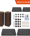 12 Inch Tall Wood Speaker Stands Set Of 2 with base, top plates, screws, and manual for Home Theater HiFi Desktop setup