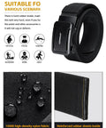 Go-To Quick-Adjust Tactical Ratchet Belt For EDC CCW And Duty Use Heavy-Duty 1000D Nylon Belt With Rigid Support Close-up Black Medium