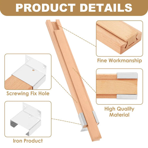 8 Pack Beech Wood Drawer Slides 16 Inch Center Mount Guide Tracks with metal glide details and workmanship