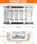 Premium Dryer Heating Element Replacement 279838 4531017 dimensions, front and side view showing 10x2 1/4x6 3/4 inches.