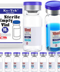 Sterile Empty Tear Top Glass Vials With Self Healing Injection Port And Flip Off Aluminum Cap Pro Grade Pack Of Ten 10 Ml For Lab Ready Med Use Single Dose Bottles Steam Sterilized At 121 C For 20 Minutes Individually Wrapped. 10 mL vial pack