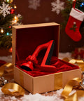 Red Aluminum Alloy Portable Door Stopper With Diamond Anti Slip Base for travel and apartment living in gift box by Christmas tree