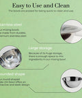 Diagram detailing features of Pro Grade 8 Quart Mixing Bowls Set Of 2 Thirteen And A Quarter Inch By Five Inch Stainless Steel Flat Base Bowls.