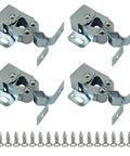 Four silver cabinet door roller latches with screws, part of 20 Pcs Double Roller Cabinet Door Latches With Screws For Cupboard Closet Kitchen Cabinets Durable Iron Hardware With Smooth Operation Long Lasting Security For Pantry Doors Silver