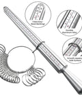 Pro Grade Ring Sizer Tool Set For Jewelry Making, Silvery Metal Ring Size Gauge Kit With Finger Size Mandrel and Ring Set