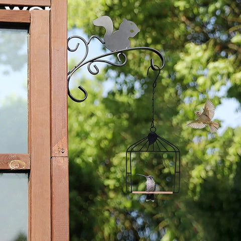 Outdoor Bird Swing With Metal Frame And Wooden Dowel Perch For Finches And Hummingbirds, Rust Resistant Durable Two Pack hanging from a wooden structure
