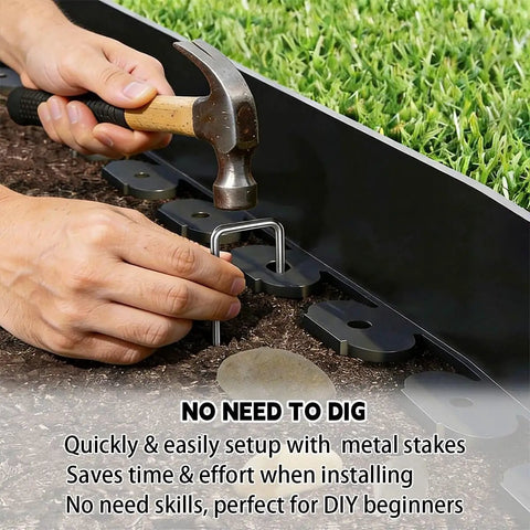 Installing Landscape Edging Kit 49 Feet Long With 3 Inch Height Includes 75 Metal Stakes Flexible Plastic Lawn Border No Fuss Tool Free