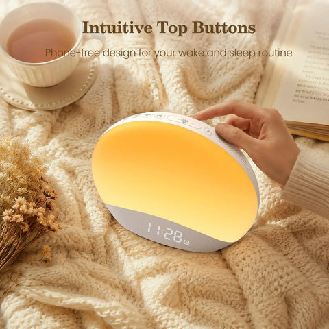 Rock Solid Sound Machine Paired With Sunrise Alarm Clock And Soothing Night Light For Chill Bedroom Upgrades Deep Sleep Cycles And Smooth Morning Wake Ups
