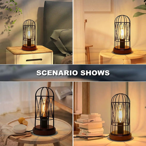 Dope Vintage Rustic Desk Lamp 2 Pack With 3 Way Dimmer Touch Control Edison Lamps illuminating varied settings.