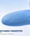 Image of textured fingertip of Badass Heavy Duty Nitrile Gloves Box Of Two Hundred Powder Free Latex Free, ideal for enhanced grip.