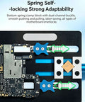 Grab And Go Adjustable Jaw Clamp Fixture For Motherboards And PCBs, aluminum alloy construction, holding mobile circuit board.