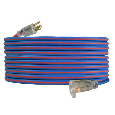 Coiled 12/3 Gauge 25 Foot Heavy Duty Extension Cord With Lighted Plug For Indoor And Outdoor Use Extreme Weather Resistant