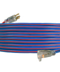 12/3 Gauge 100-Foot Extreme Cold Weather Extension Cord Heavy Duty With Lighted Plug Indoor Outdoor Use Weather Resistant SJEOOW Blue And Red -94F To 221F, coiled view