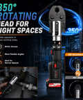 Pro Press Electric Copper Pipe Crimping Tool 18V Brushless Hydraulic Hose Crimper Kit with 350° rotating head for tight spaces.
