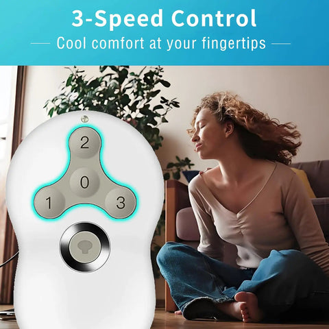 Ceiling Fan Remote Control Kit With Wall Mount Bracket, 3 Speed And Light Dimmer, RF Wireless Replacement in living room
