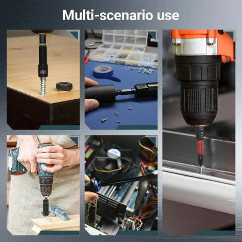 All-In-One Magnetic Impact Nut Driver Kit, 80-Piece Set used in various applications like wood, electronics, and automotive repairs.