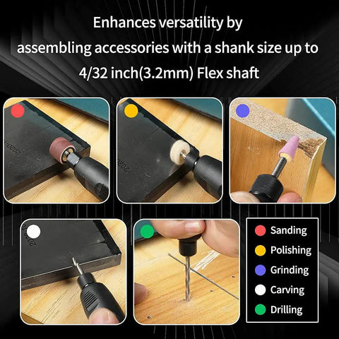 Mini Bench Grinder With Variable Speed For Polishing And Buffing Jewelry Making And Gem Work shown with various accessories