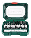15 Piece Router Bit Set One Quarter Inch Shank Tungsten Carbide Woodworking Bits For Carpenters And DIYers in green case