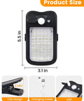 Clip On Solar Lights For Fence With 60 LEDs 500 Lumen Outdoor Waterproof Security Light USB Rechargeable 3 Modes Ideal For Fence Deck Garage Camping Today, size 5.5x3.1 inches with clip design and USB cable.