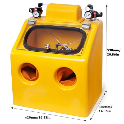 Pro-Grade Heavy Duty Sand Blaster Cabinet For Wet And Dry Processing With Adjustable Air Pressure, Two-Hand Operation, Built-In Lighting, Foot Pedal Power, And Efficient Parts Cleaning For Any Shop