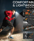Man running at night wearing Rechargeable Headlamp Flashlights 3 Pack, 2000 Lumen LED Headlights With Red Light