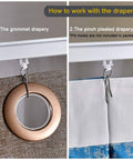 Heavy Duty Aluminum Ceiling Track System For Curtains With Hooks And Corner Connectors Set Of 2 9 To 12 Ft Track Set Top Brackets White Ideal For Room Dividers In Commercial Settings Such As Schools Clinics Hospitals Resorts With Smooth Quiet Operation shown with grommet and pinch pleated drapery.