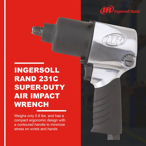 231C Half Inch Drive Air Impact Wrench With Beefy 600 Ft Lbs Torque, black and silver design, ergonomic grip