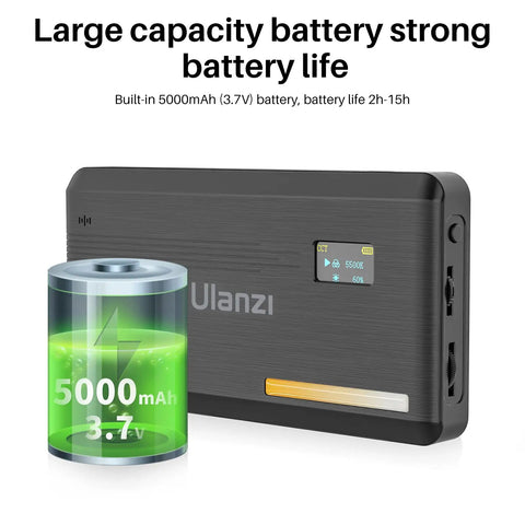 VL200 Bi Color LED Video Light with 5000mAh battery life indicator