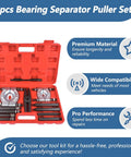 12-Piece Bearing Separator And Puller Set, 5-Ton Capacity, with case, tools displayed.