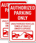 Authorized Parking Only Sign 2 Pack Towed At Owners Expense Warning Plate 14 By 10 Inch Heavy Duty Aluminum Outdoor Markers