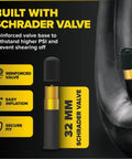 Close-up of Fat Tire 20x4.0 Inner Tube Set With Schrader Valve For Mountain Bikes And E Bikes, emphasizing valve structure.