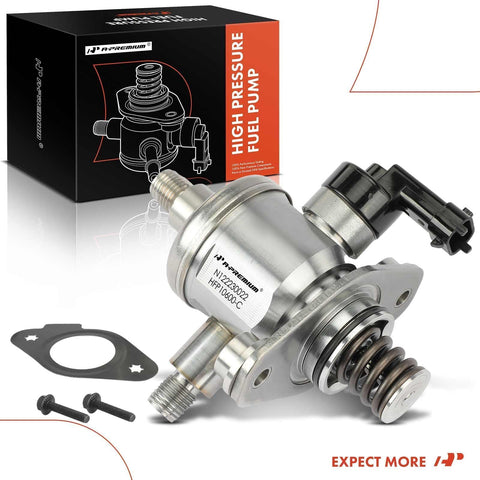 Chevrolet High Pressure Fuel Pump With Gasket And Bolts For Equinox, Traverse, Impala, Camaro, GMC Terrain, Canyon, Buick Enclave, LaCrosse, Cadillac SRX 2010 To 2021 3.0L And 3.6L Engines, product image with box and components.